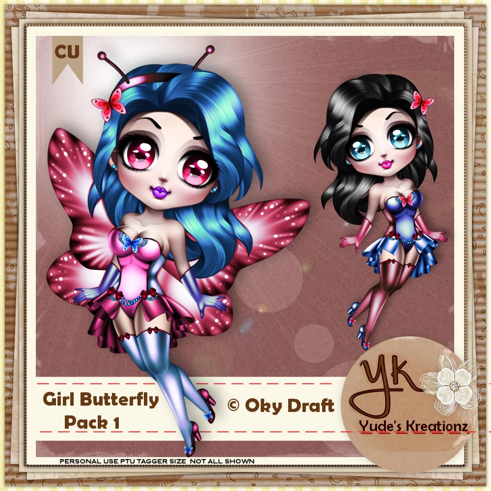 Girl Butterfly CU Pack#1 - Click Image to Close